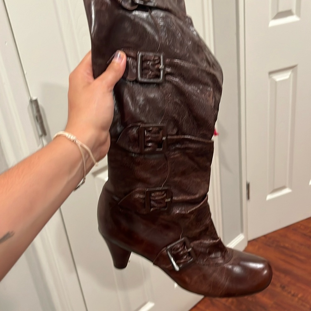 Genuine leather bowed boots with faux fur lining 👢 - Picture 1 of 5